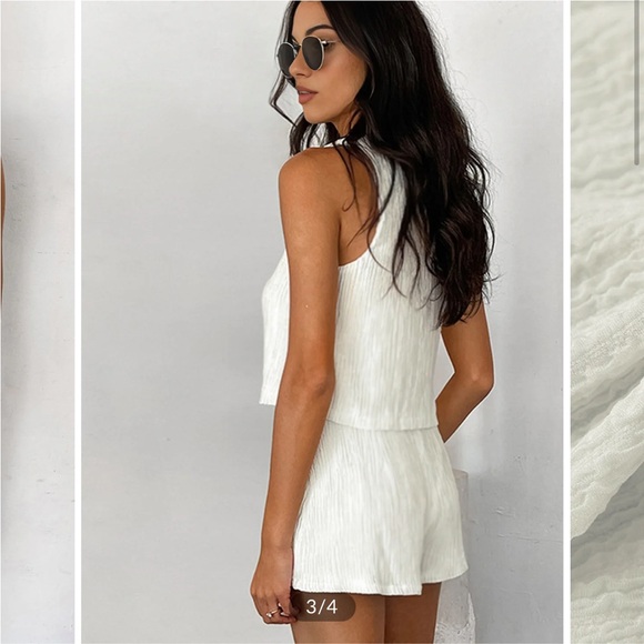 Solid Tie Front Vest With Shorts Set - Picture 3 of 5